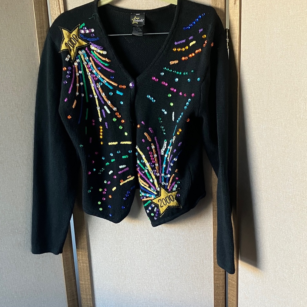 FINAL MARKDOWN Frederick's of Hollywood Classic Black embellished Sweater small